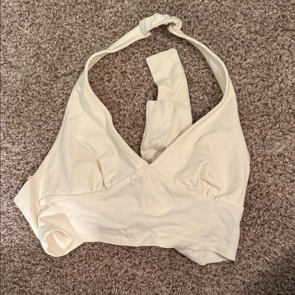 Chic Cream Halter Bikini Top